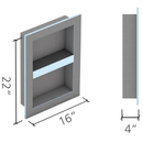 Wedi Prefabricated Durable Polystyrene Building Panel Waterproof Shower Niche, 16 Inch x 22 Inch, with Adjustable Removable Shower Shelf, for Tiled Shower Surrounds, US3000007