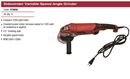DTA Sidewinder Variable Speed (5,000-12,000 RPM), Angle Grinder 5", with 1200 Watt Motor and 4.5" Grinding Disc, VT6858