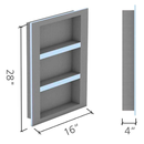 Wedi Prefabricated Durable Polystyrene Building Panel Waterproof Shower Niche, 16 Inch x 28 Inch, with 2 Adjustable Removable Shower Shelves, for Tiled Shower Surrounds, US3000248