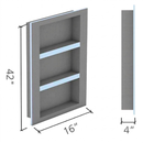 Wedi "Lean" Prefabricated Durable Polystyrene Building Panel Waterproof Shower Niche, 16 Inch x 42 Inch, with 2 Adjustable Removable Shower Shelves, for Tiled Shower Surrounds, US3000024