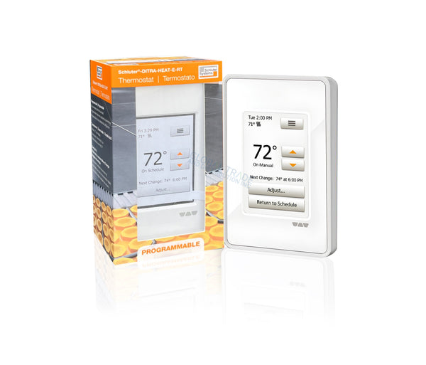 Schluter Systems Ditra-Heat-ERT Thermostat with Floor Sensor - Ideal for Home Floor Heating - Programmable Touchscreen, Energy Monitoring, Built-in GFCI - DHERT102/BW