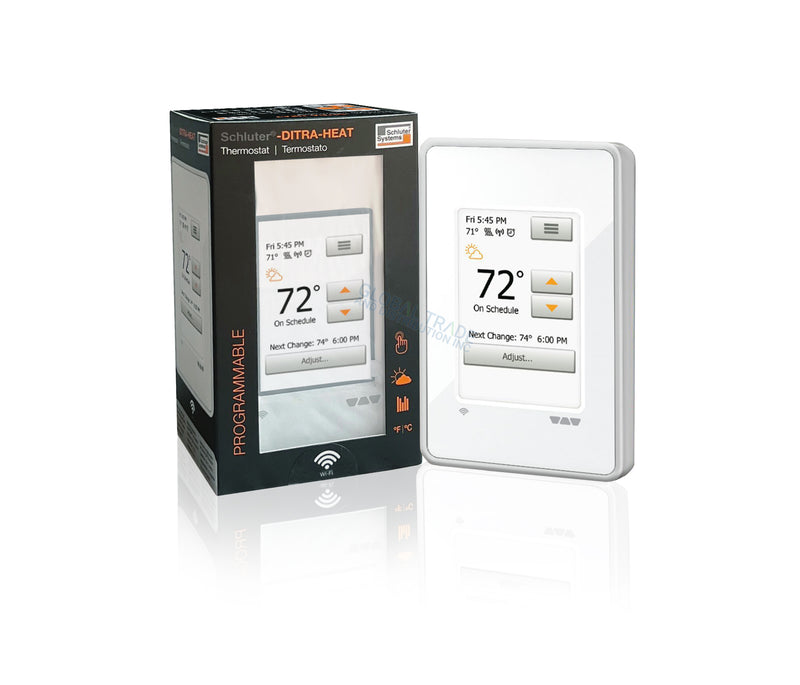 Schluter Systems DITRA Electric Radiant Floor Heating Kit with Uncoupling Membrane, WiFi Programmable Touchscreen Thermostat, Heating Cable (DHEKRTW12056)