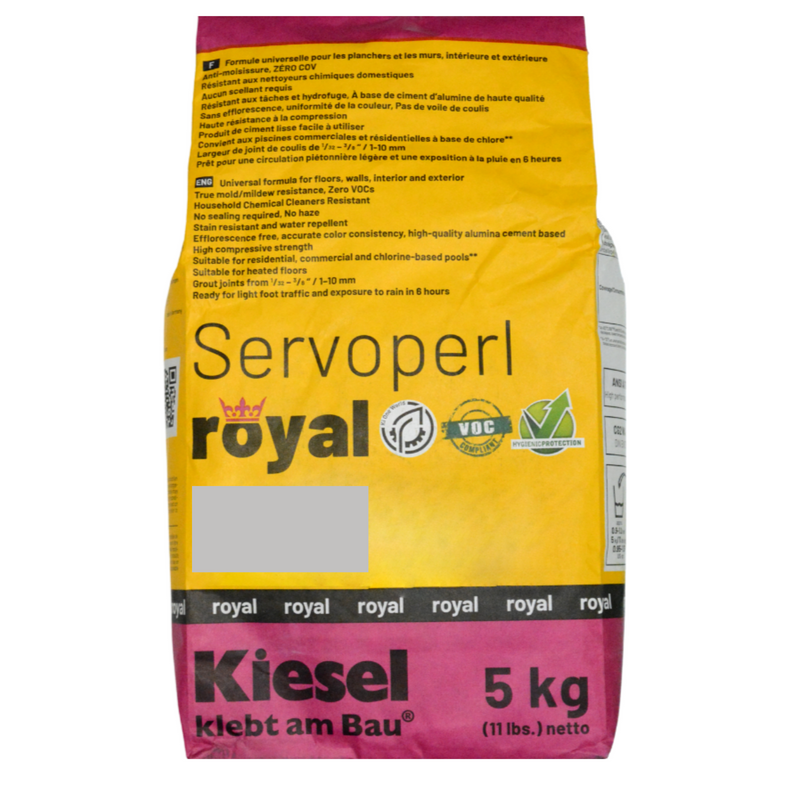 Kiesel Servoperl Royal High-Strength Stain And Water Repellent Grout 11lbs (5kg), Alumina Cement Based, Designed For Walls, Floor Tile Installations