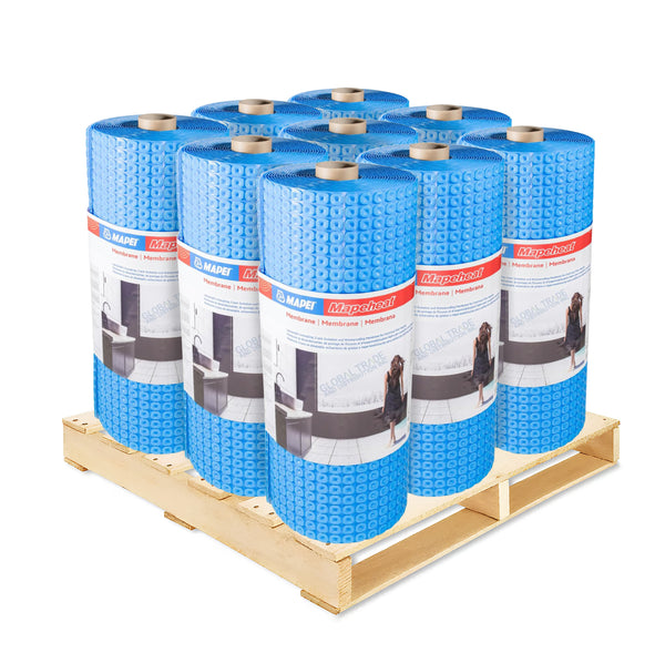 Mapei 2855915 Mapeheat 7/32 inch Thick Radiant Floor Heating Uncoupling Crack Isolation and Waterproofing Membrane Underlayment 161 Square Feet Roll (9 Rolls Bundle)