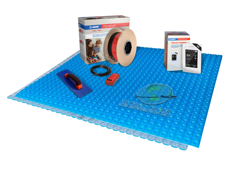 Mapei Electric Radian Floor Heating Kit with Mapeheat Membrane, Thermostat, Underfloor Heat Cable and Safe Installation Tools