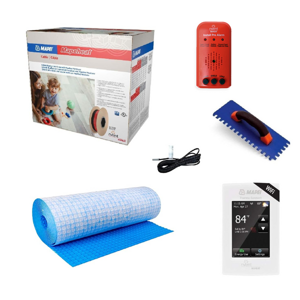 Mapei Electric Radian Floor Heating Kit with Mapeheat Membrane, Thermostat, Underfloor Heat Cable and Safe Installation Tools