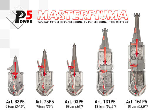 Montolit Masterpiuma Power 5 Manual Tile Cutter For Large Format Tiles, 24.5" (63 cm) 63P5