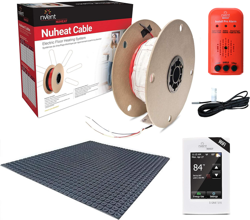 Nuheat Radiant Floor Heating Kit with NuHeat Thermostat, Heat Membrane, Cable and Safe Installation Tools