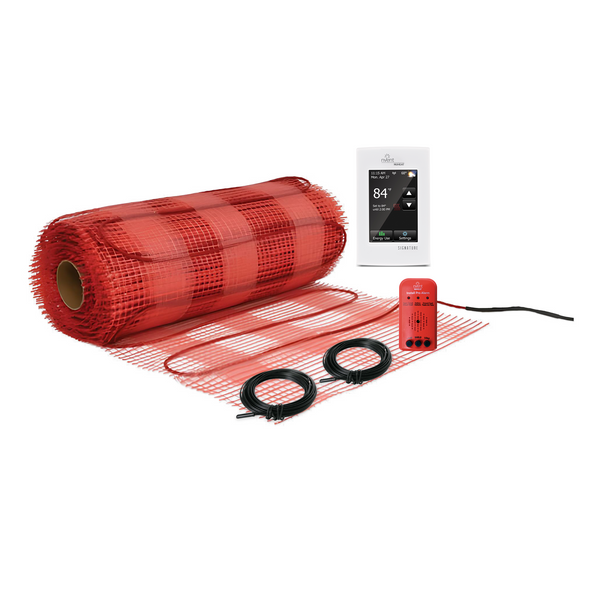 Nuheat Mesh Electric Radiant Floor Heating Kit: nVent Heating Cable 240V Pre-Attached To Adjustable Adhesive Mat with Nuheat Thermostat