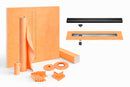 All-in-one Waterproof Linear Shower Kit with 48"x48" Center Tray, Off-set Drain, and Grate