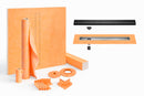 All-in-one Waterproof Linear Shower Kit with 48"x48" Center Tray, Off-set Drain, and Grate