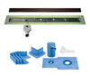 Profilitec Showertec Linear Shower Drain Kit with Offset Outlet Bonding Flange Channel Body, Grate Cover, Waterproofing Band, and Putty Knife