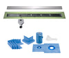 Profilitec Showertec Linear Shower Drain Kit with Offset Outlet Bonding Flange Channel Body, Grate Cover, Waterproofing Band, and Putty Knife