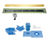 Profilitec Showertec Linear Shower Drain Kit with Offset Outlet Bonding Flange Channel Body, Grate Cover, Waterproofing Band, and Putty Knife