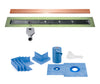 Profilitec Showertec Linear Shower Drain Kit with Offset Outlet Bonding Flange Channel Body, Grate Cover, Waterproofing Band, and Putty Knife