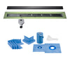 Profilitec Showertec Linear Shower Drain Kit with Offset Outlet Bonding Flange Channel Body, Grate Cover, Waterproofing Band, and Putty Knife