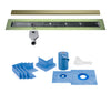 Profilitec Showertec Linear Shower Drain Kit with Offset Outlet Bonding Flange Channel Body, Grate Cover, Waterproofing Band, and Putty Knife