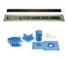 Profilitec Showertec Linear Shower Drain Kit with Offset Outlet Bonding Flange Channel Body, Grate Cover, Waterproofing Band, and Putty Knife