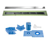 Profilitec Showertec Linear Shower Drain Kit with Offset Outlet Bonding Flange Channel Body, Grate Cover, Waterproofing Band, and Putty Knife