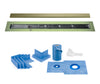 Profilitec Showertec Linear Shower Drain Kit with Offset Outlet Bonding Flange Channel Body, Grate Cover, Waterproofing Band, and Putty Knife