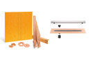 All-in-one Waterproof Linear Shower Kit with 55"x55" Center Tray, Off-set Drain, and Grate