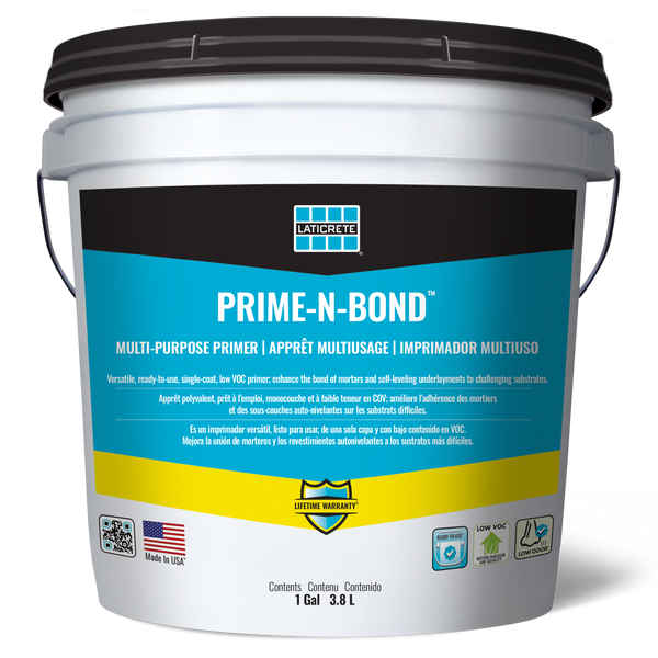 Laticrete Prime-n-Bond - Ready-to-Use, Single-Coat Primer for Enhanced Adhesion on Smooth, Non-Absorptive, and Challenging Substrates with Low VOC and Versatile Compatibility - 1 Gal