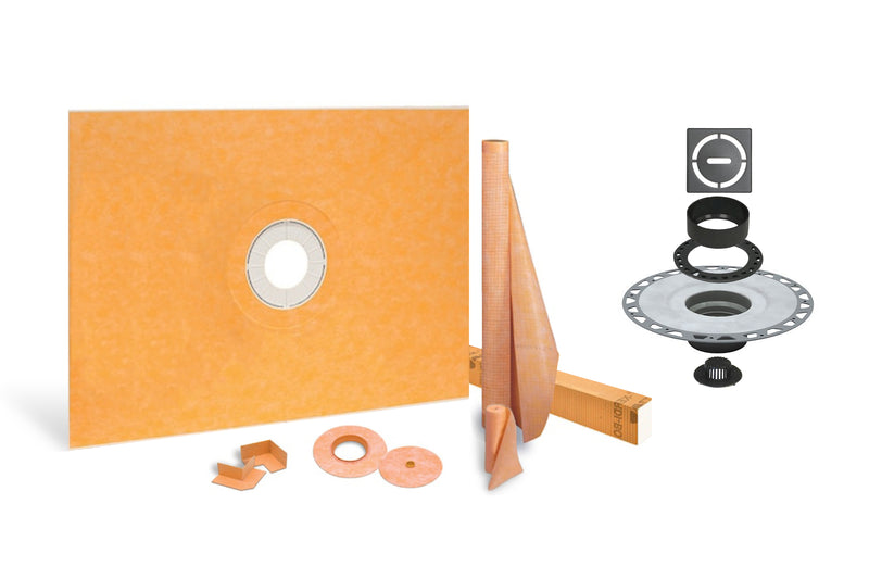 All-in-one Waterproof Shower Kit with 48"x60" Center Tray, 2" Flange and 4 " Drain Cover