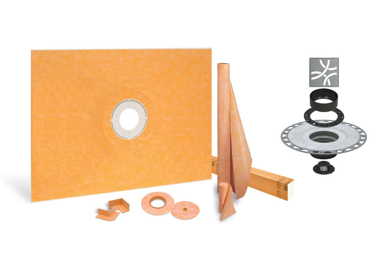 All-in-one Waterproof Shower Kit with 48"x60" Center Tray, 2" Flange and 4 " Drain Cover