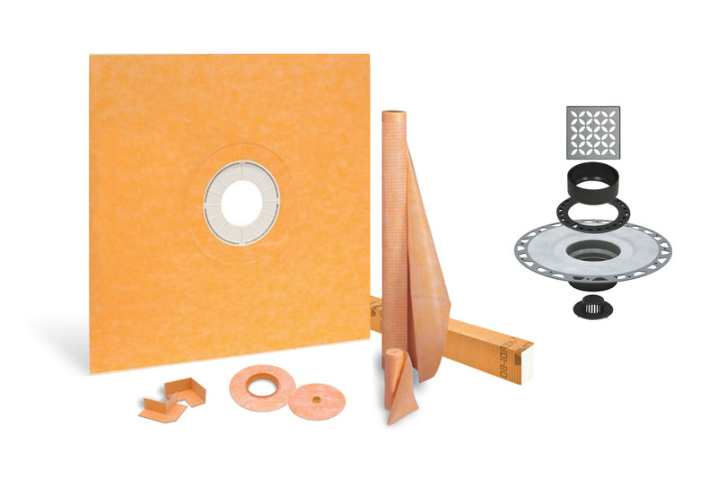 All-in-one Waterproof Shower Kit with 72"x72" Center Tray, 2" Flange and 4 " Drain Cover