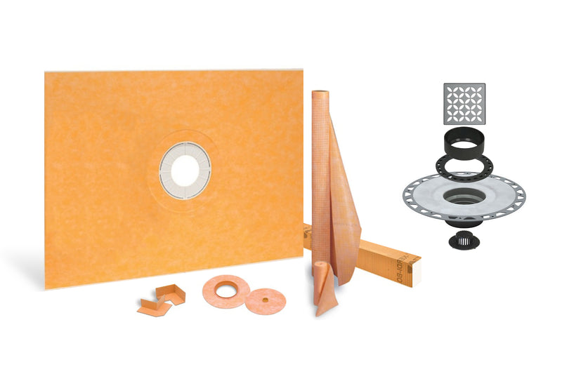 All-in-one Waterproof Shower Kit with 48"x60" Center Tray, 2" Flange and 4 " Drain Cover