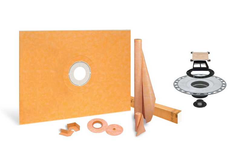 All-in-one Waterproof Shower Kit with 36"x48" Center Tray, 2" Flange and 4" Drain Cover