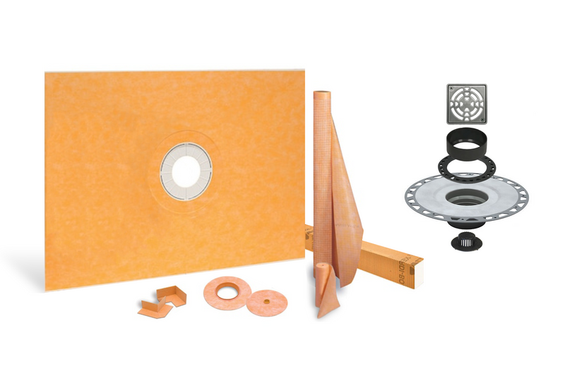 All-in-one Waterproof Shower Kit with 36"x48" Center Tray, 2" Flange and 4" Drain Cover