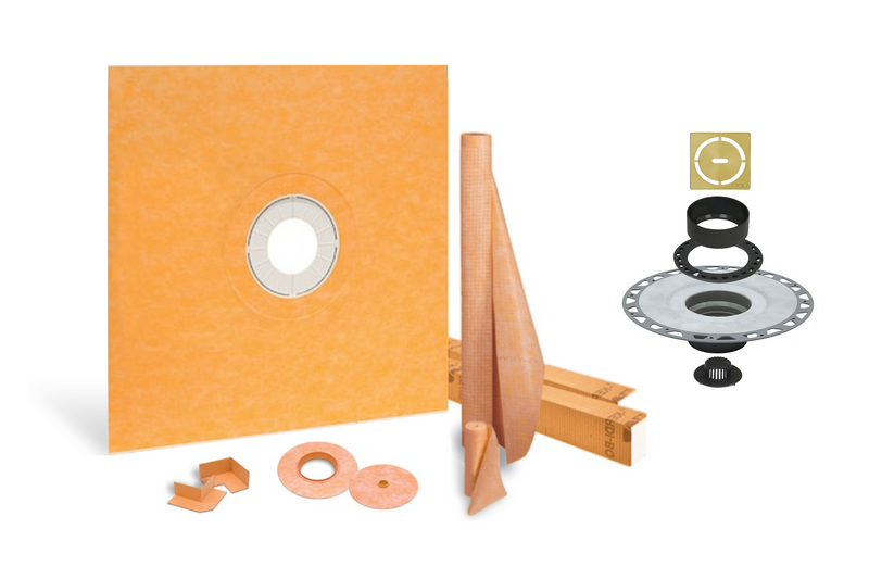 All-in-one Waterproof Shower Kit with 60"x60" Center Tray, 2" Flange and 4 " Drain Cover