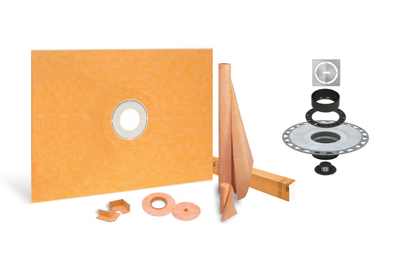 All-in-one Waterproof Shower Kit with 36"x48" Center Tray, 2" Flange and 4" Drain Cover