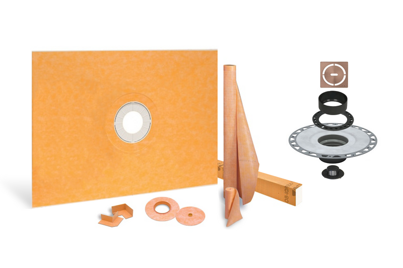 All-in-one Waterproof Shower Kit with 36"x48" Center Tray, 2" Flange and 4" Drain Cover