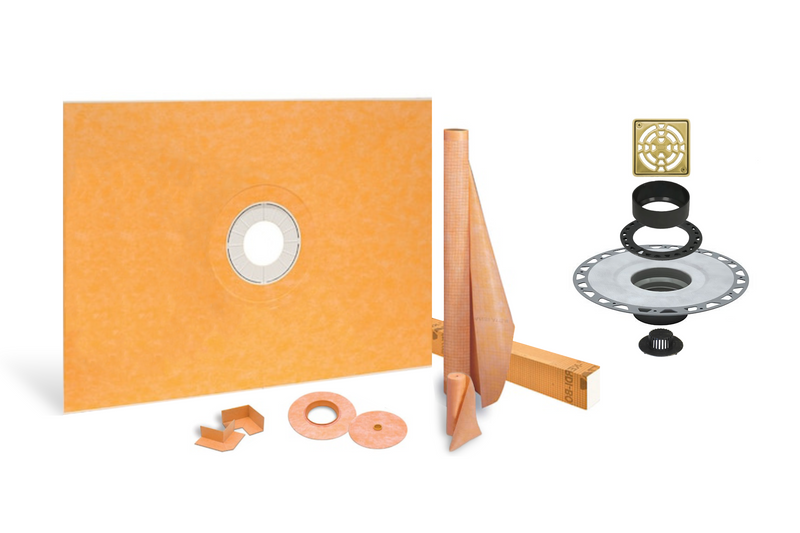 All-in-one Waterproof Shower Kit with 36"x48" Center Tray, 2" Flange and 4" Drain Cover