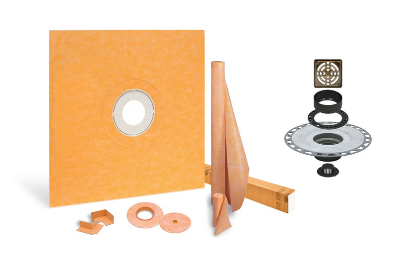 All-in-one Waterproof Shower Kit with 48"x48" Center Tray, 2" Flange and 4 " Drain Cover