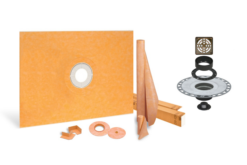 All-in-one Waterproof Shower Kit with 38"x60" Center Tray, 2" Flange and 4 " Drain Cover