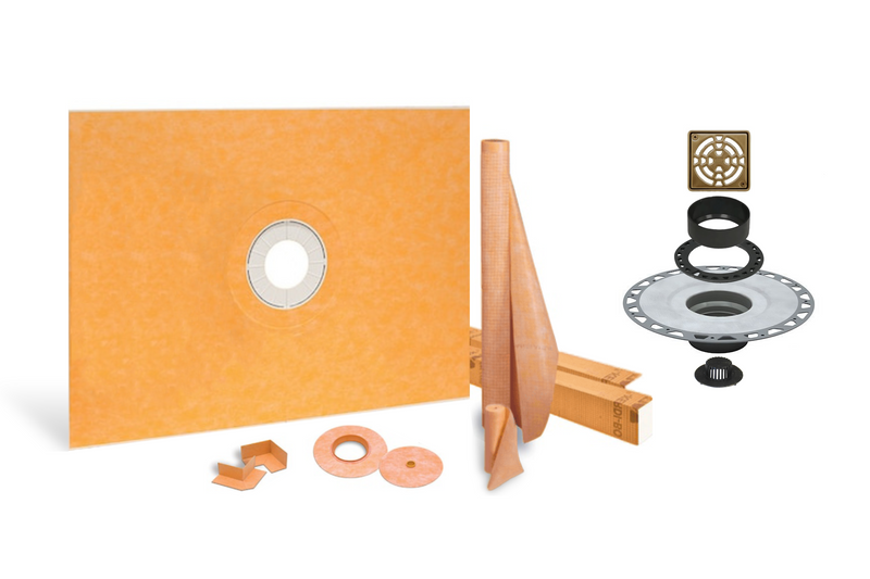 All-in-one Waterproof Shower Kit with 48"x60" Center Tray, 2" Flange and 4 " Drain Cover