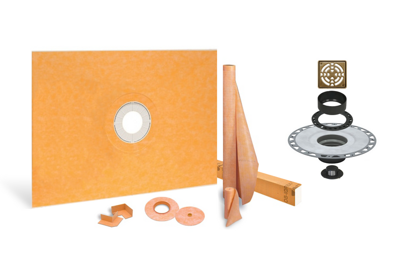 All-in-one Waterproof Shower Kit with 36"x48" Center Tray, 2" Flange and 4" Drain Cover