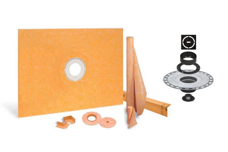 All-in-one Waterproof Shower Kit with 36"x48" Center Tray, 2" Flange and 4" Drain Cover