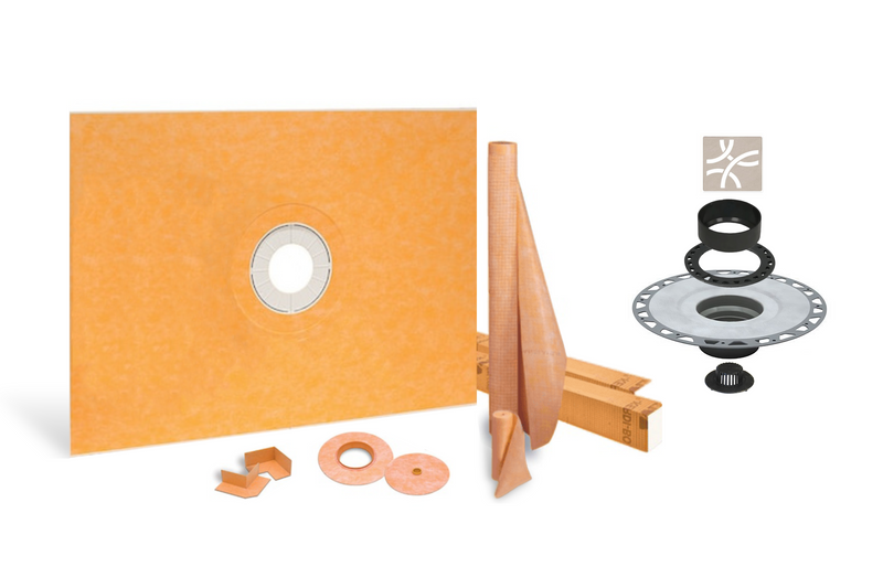 All-in-one Waterproof Shower Kit with 38"x60" Center Tray, 2" Flange and 4 " Drain Cover