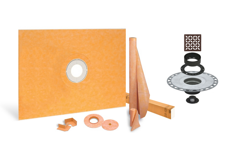 All-in-one Waterproof Shower Kit with 36"x48" Center Tray, 2" Flange and 4" Drain Cover