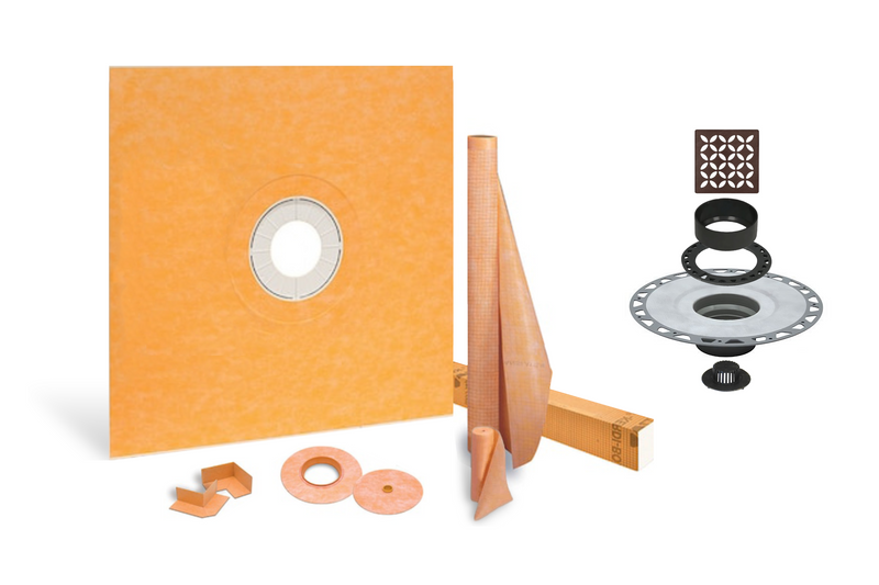 All-in-one Waterproof Shower Kit with 38"x38" Center Tray, 2" Flange and 4 " Drain Cover