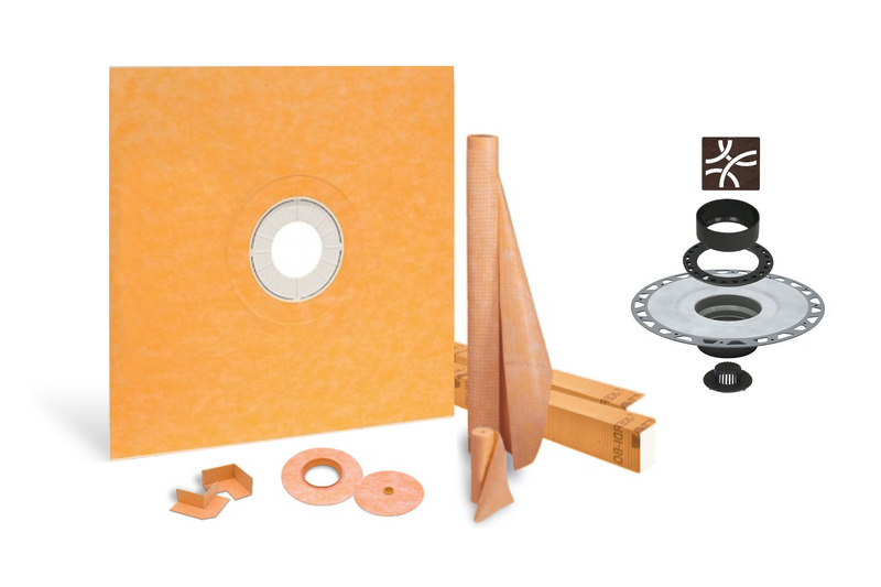 All-in-one Waterproof Shower Kit with 60"x60" Center Tray, 2" Flange and 4 " Drain Cover