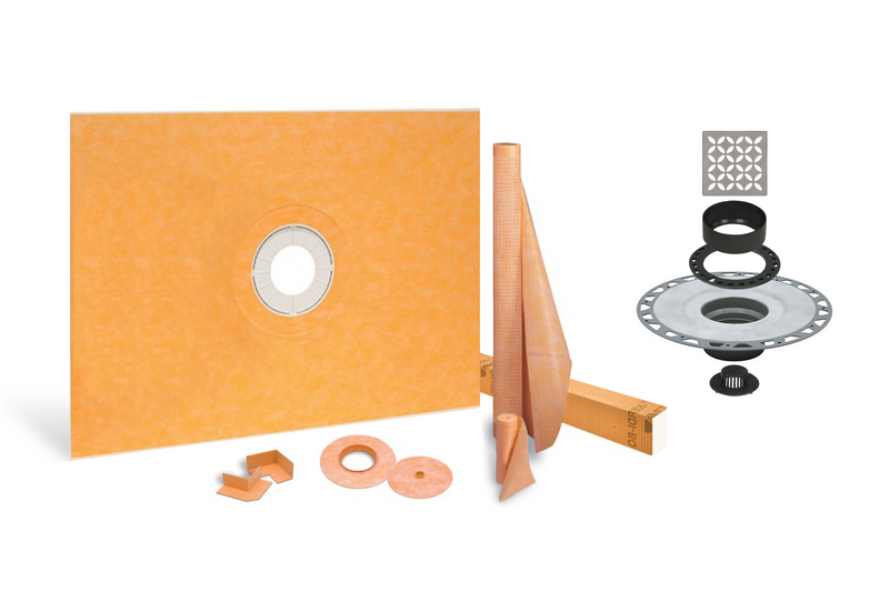 All-in-one Waterproof Shower Kit with 36"x48" Center Tray, 2" Flange and 4" Drain Cover