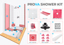 Prova Waterproofing Shower Kit: Shower Tray, Bonding Flange, Waterproofing Membrane and Grate Assembly, Strainer, Joint Sealant