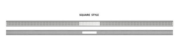 Schluter Systems Kerdi-Line VARIO Low-profile 96”(244 cm) Linear Square Design Grate Assembly, 1-11/16” Wide with Flange Channel Body in Brushed Stainless Steel Design, for Tiled Showers (KLVRID3EB244)
