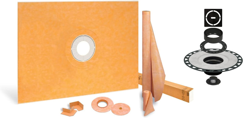 Schluter Systems Kerdi Shower Kit: 32x38 Center Shower Pan (Tray), 2 Inch Flange and 4 Inch Shower Drain Cover