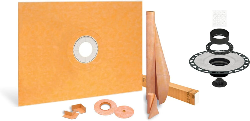 Schluter Systems Kerdi Shower Kit: 32x38 Center Shower Pan (Tray), 2 Inch Flange and 4 Inch Shower Drain Cover